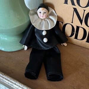 Vintage Pierrot Porcelain Harlequin Jester Clown Doll